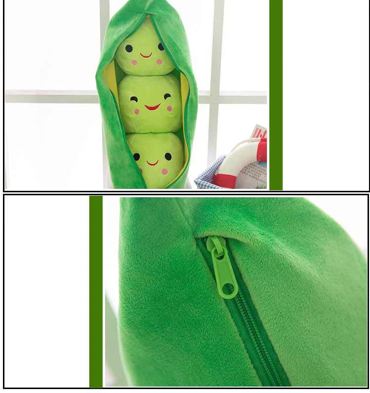 25CM Cute Children's baby Plush Peas Filled Plant doll Toy Children Kawaii Quality Pea-Shaped Pillow Toy Boy Girl Gift