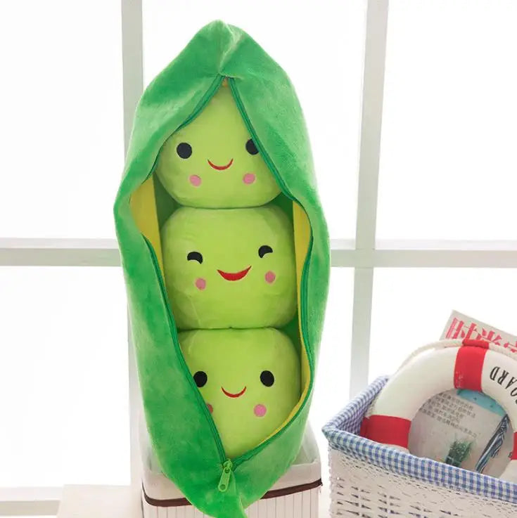 25CM Cute Children's baby Plush Peas Filled Plant doll Toy Children Kawaii Quality Pea-Shaped Pillow Toy Boy Girl Gift