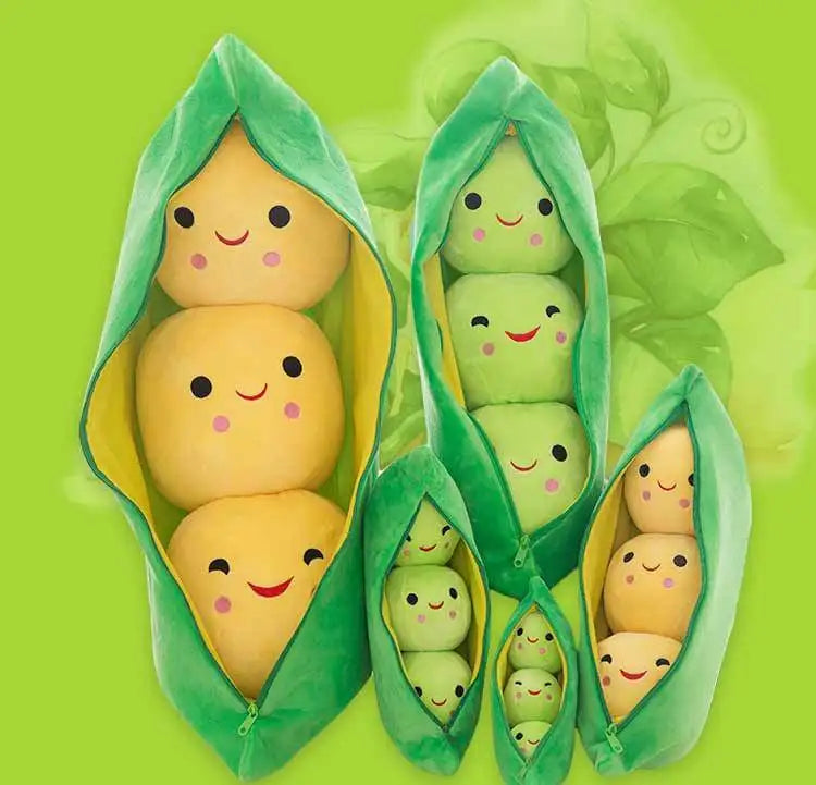 25CM Cute Children's baby Plush Peas Filled Plant doll Toy Children Kawaii Quality Pea-Shaped Pillow Toy Boy Girl Gift