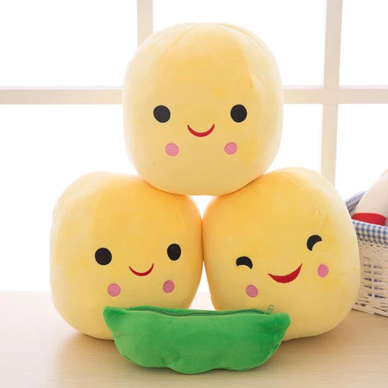 25CM Cute Children's baby Plush Peas Filled Plant doll Toy Children Kawaii Quality Pea-Shaped Pillow Toy Boy Girl Gift
