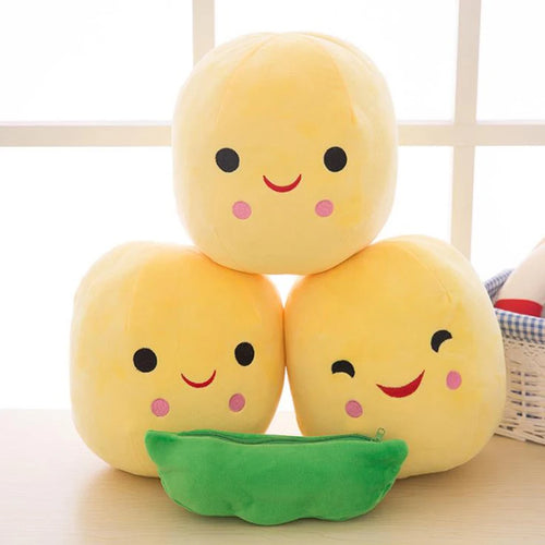 25CM Cute Children's baby Plush Peas Filled Plant doll Toy Children Kawaii Quality Pea-Shaped Pillow Toy Boy Girl Gift
