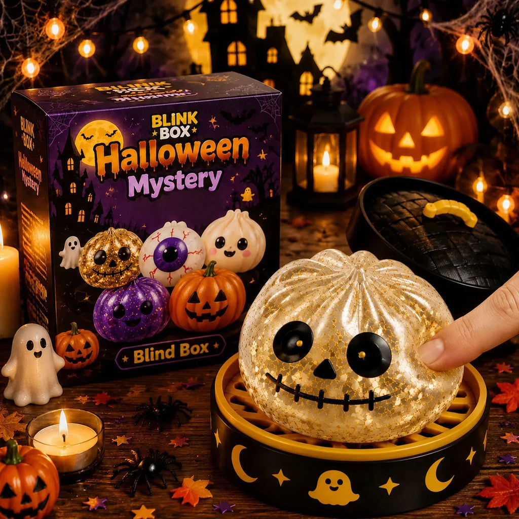 Halloween Dumpling Blind Box Stress Relief Sensory Fidget for Party Mystery Horror Dumplings with Steamer Anxiety Relief Gifts