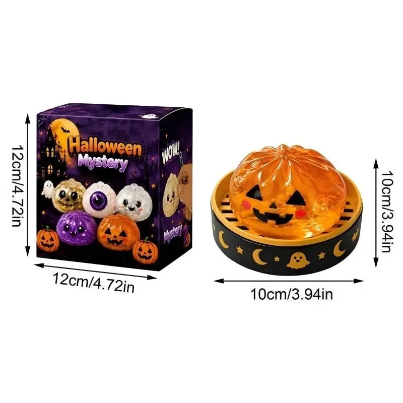 Halloween Dumpling Blind Box Stress Relief Sensory Fidget for Party Mystery Horror Dumplings with Steamer Anxiety Relief Gifts