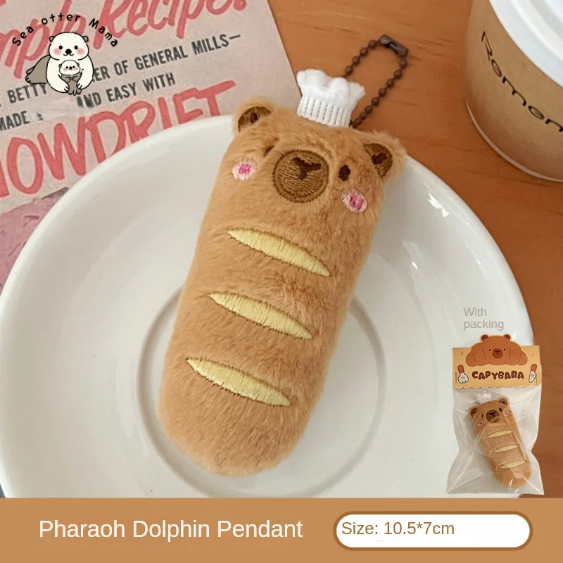 Creative Food Dolphin Pendant Girl Cartoon Doll Pendant Plush Food Toy Doll Bread Capybara Pendant