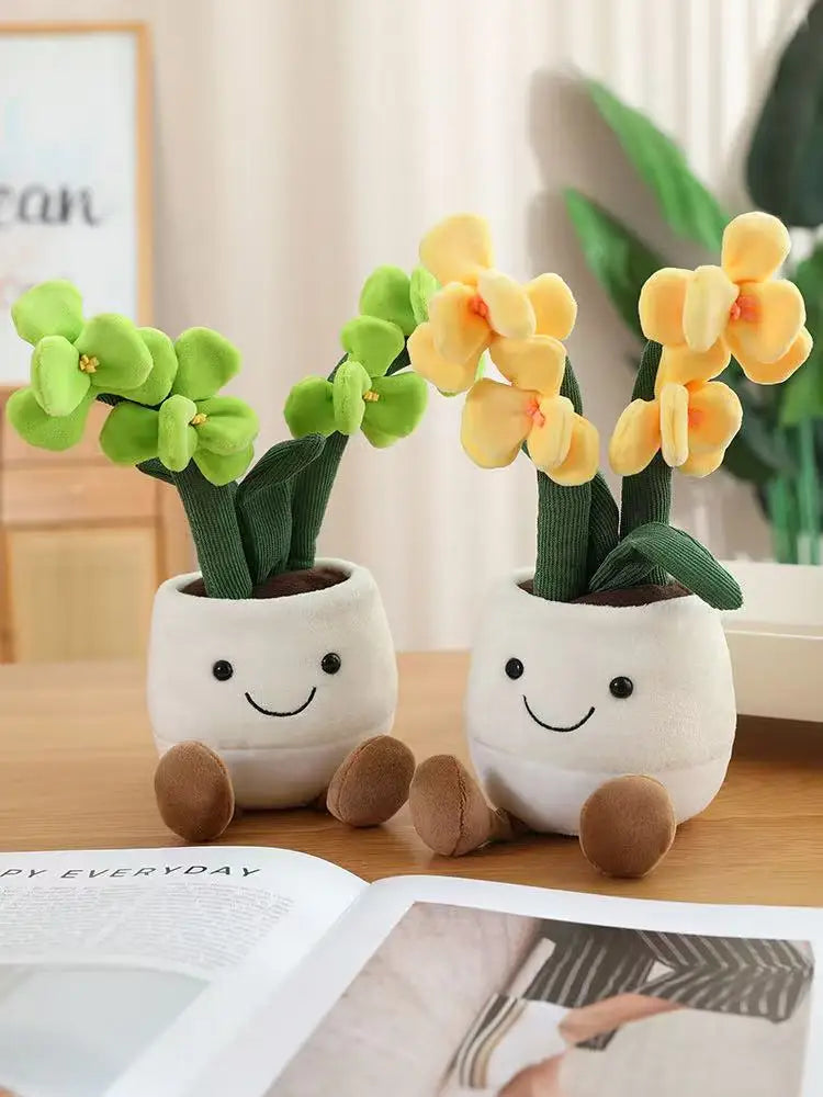 35cm Flowerpot Figurine Simulation Filled Plush Toy Figurine Cartoon Anime Cute Pillow Fun Home Decoration Office Ornament