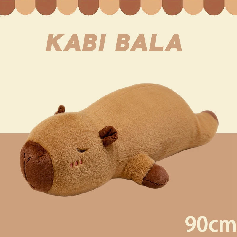 Kawaii Capybara Plush Toy Stuffed Capibara Fluffy Doll Long Sleep Soft Pillow Sofa Cushion Nap Sleeping Toys for School Xmas