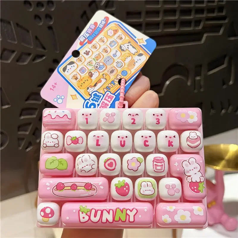 Cute 26 Grids Stress Relief Simulation Keyboard Keychain Animal Diary Desktop Decoration Student Bag Ornament Toy Creative Gift