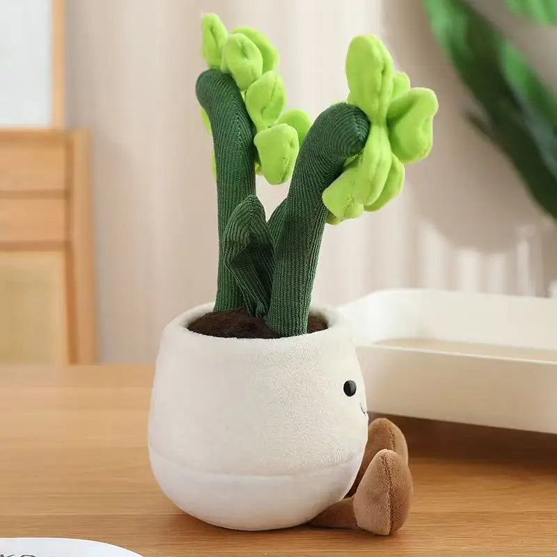 35cm Flowerpot Figurine Simulation Filled Plush Toy Figurine Cartoon Anime Cute Pillow Fun Home Decoration Office Ornament