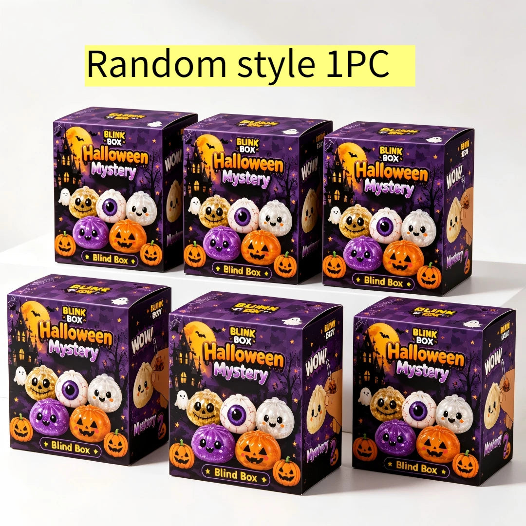 Halloween Dumpling Blind Box Stress Relief Sensory Fidget for Party Mystery Horror Dumplings with Steamer Anxiety Relief Gifts