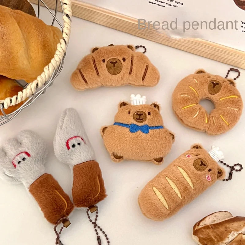 Creative Food Dolphin Pendant Girl Cartoon Doll Pendant Plush Food Toy Doll Bread Capybara Pendant