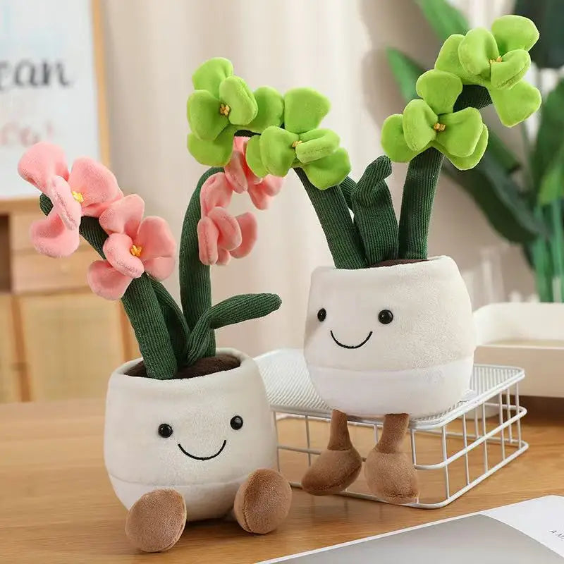 35cm Flowerpot Figurine Simulation Filled Plush Toy Figurine Cartoon Anime Cute Pillow Fun Home Decoration Office Ornament