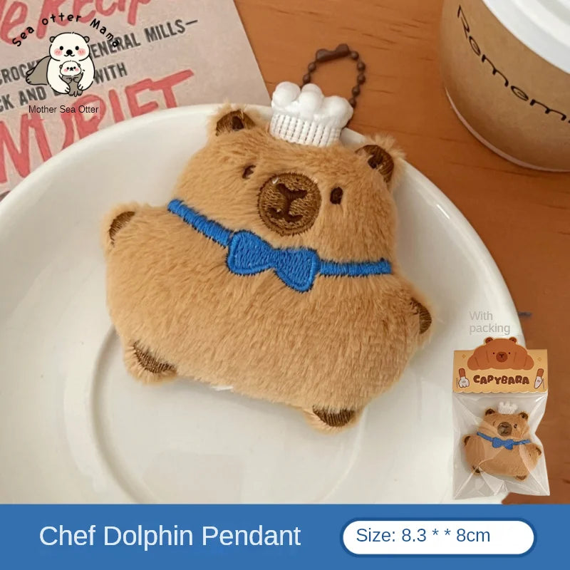 Creative Food Dolphin Pendant Girl Cartoon Doll Pendant Plush Food Toy Doll Bread Capybara Pendant