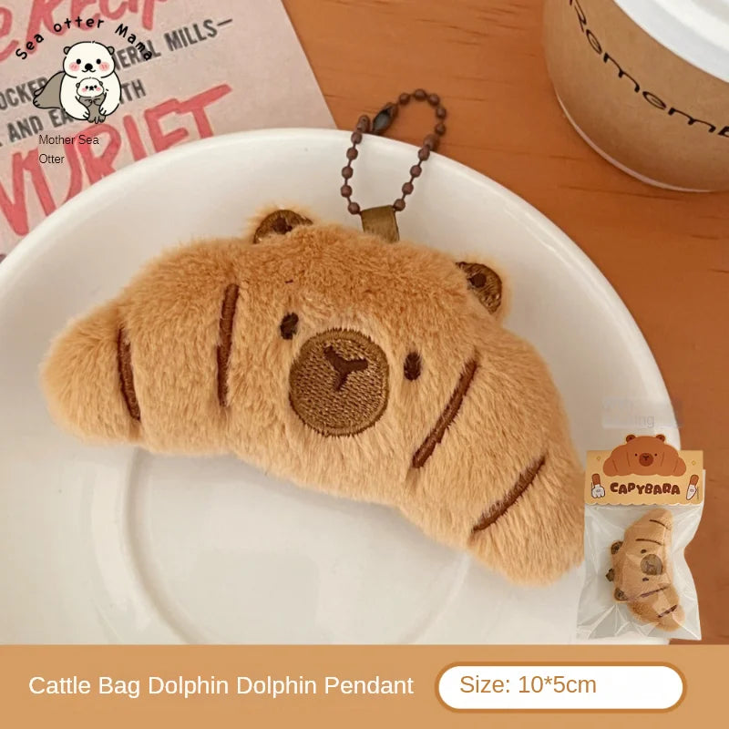 Creative Food Dolphin Pendant Girl Cartoon Doll Pendant Plush Food Toy Doll Bread Capybara Pendant