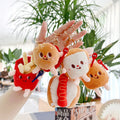 5 PCs Set Creative New French Fries Burger Hanging Bag Couple Plush Hanging Decoration Girl Heart Car Keychain Little Doll