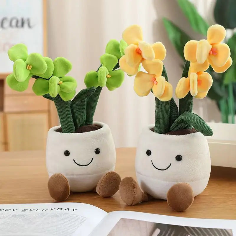 35cm Flowerpot Figurine Simulation Filled Plush Toy Figurine Cartoon Anime Cute Pillow Fun Home Decoration Office Ornament