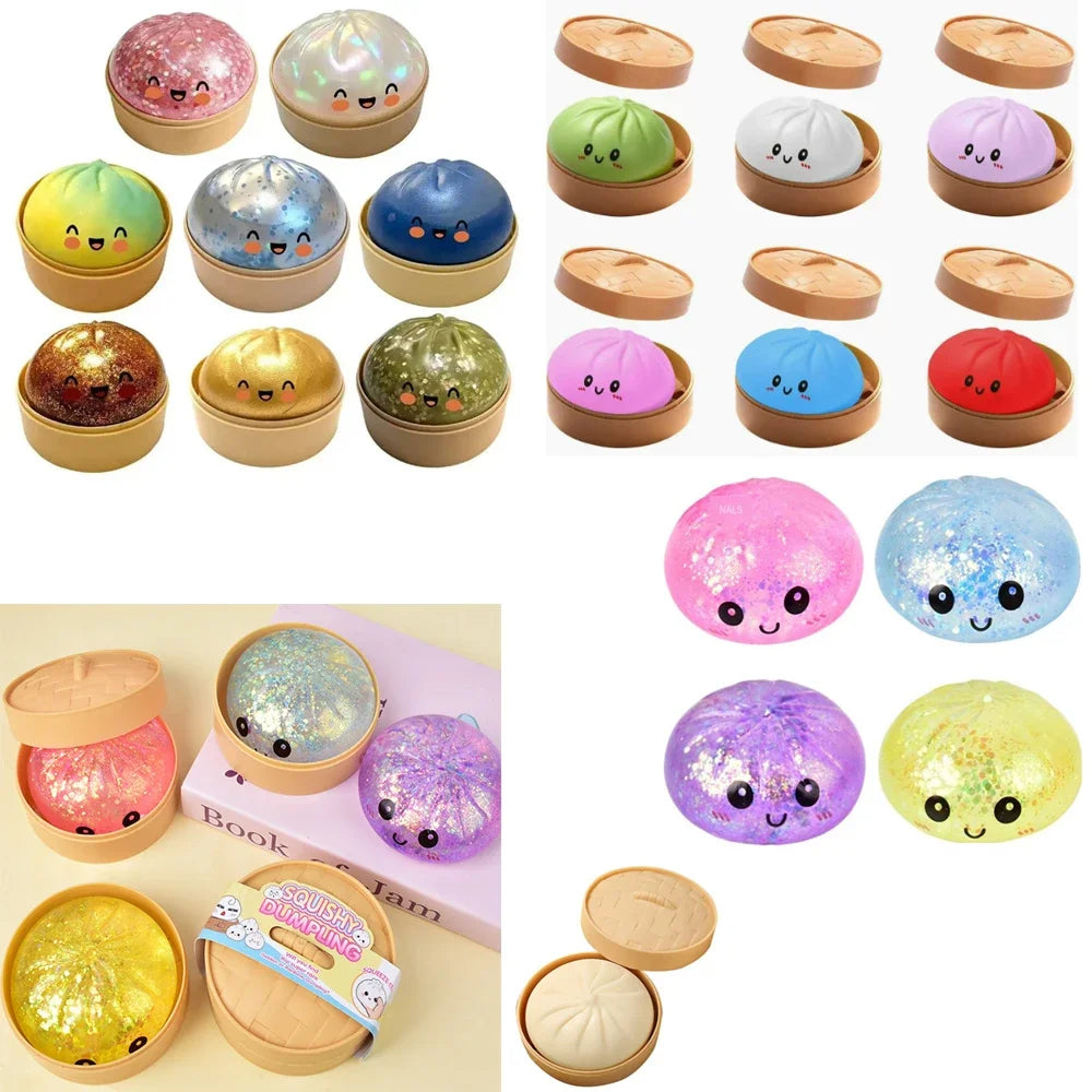 100+ Pieces Assorted Squishy Figures Blind Box Surprise Toy Slow Rising Soft Fidget Toys Featuring Moai Head Panda Rabbit Stress