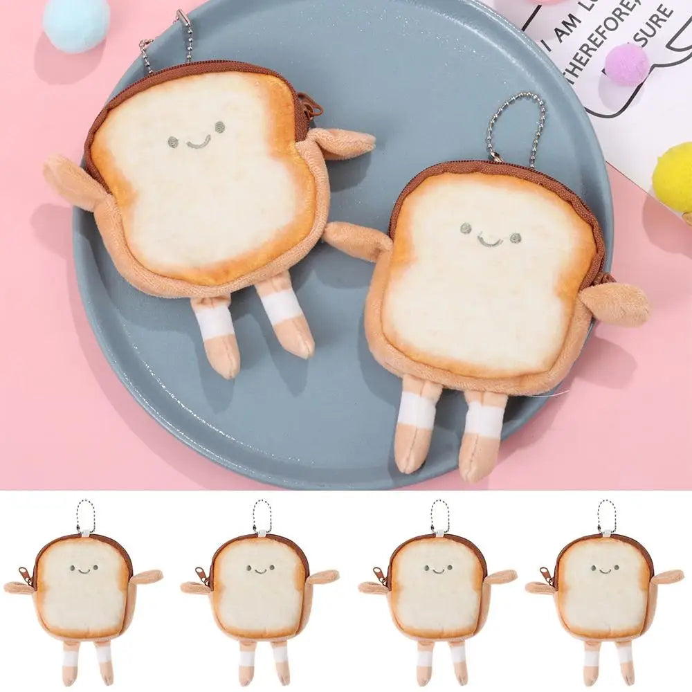Cartoon Toast Bread Plush Wallet Children Coin Purse Earphone Bag Coin Key Bag Doll Bag Pendant Birthday