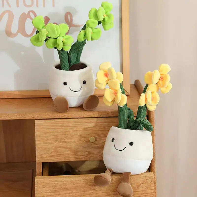 35cm Flowerpot Figurine Simulation Filled Plush Toy Figurine Cartoon Anime Cute Pillow Fun Home Decoration Office Ornament