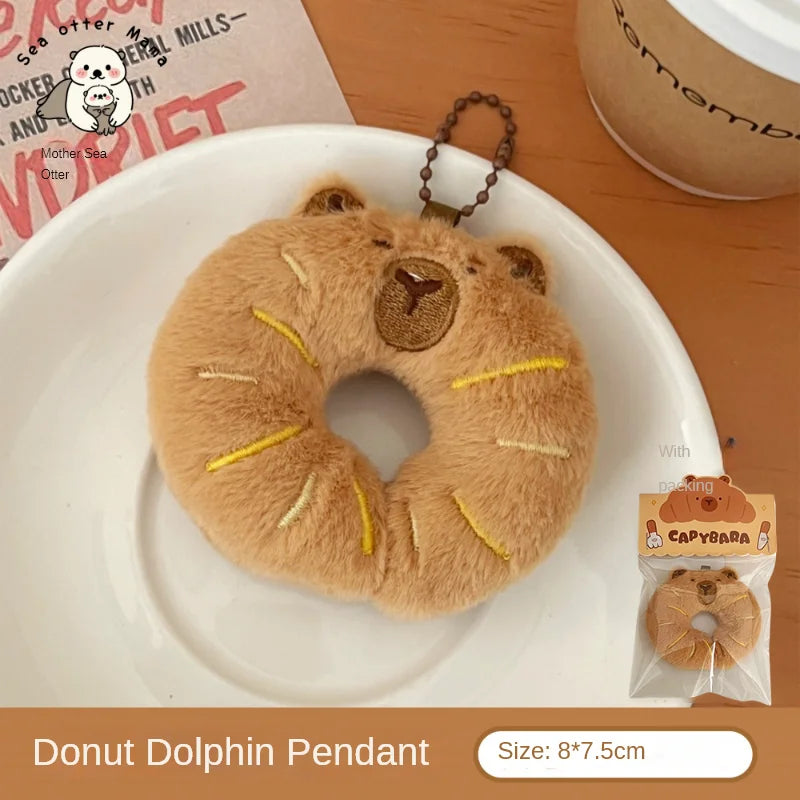 Creative Food Dolphin Pendant Girl Cartoon Doll Pendant Plush Food Toy Doll Bread Capybara Pendant