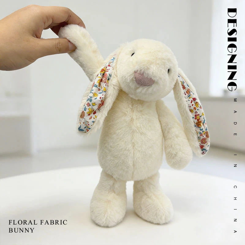 23cm Adorable Floral Bunny Plush Toy Huggable Soft Stuffed Rabbit Doll with Floral Ears Birthday Gift for Girl Plush Collectors