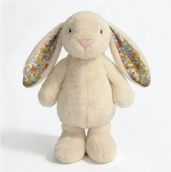 23cm Adorable Floral Bunny Plush Toy Huggable Soft Stuffed Rabbit Doll with Floral Ears Birthday Gift for Girl Plush Collectors
