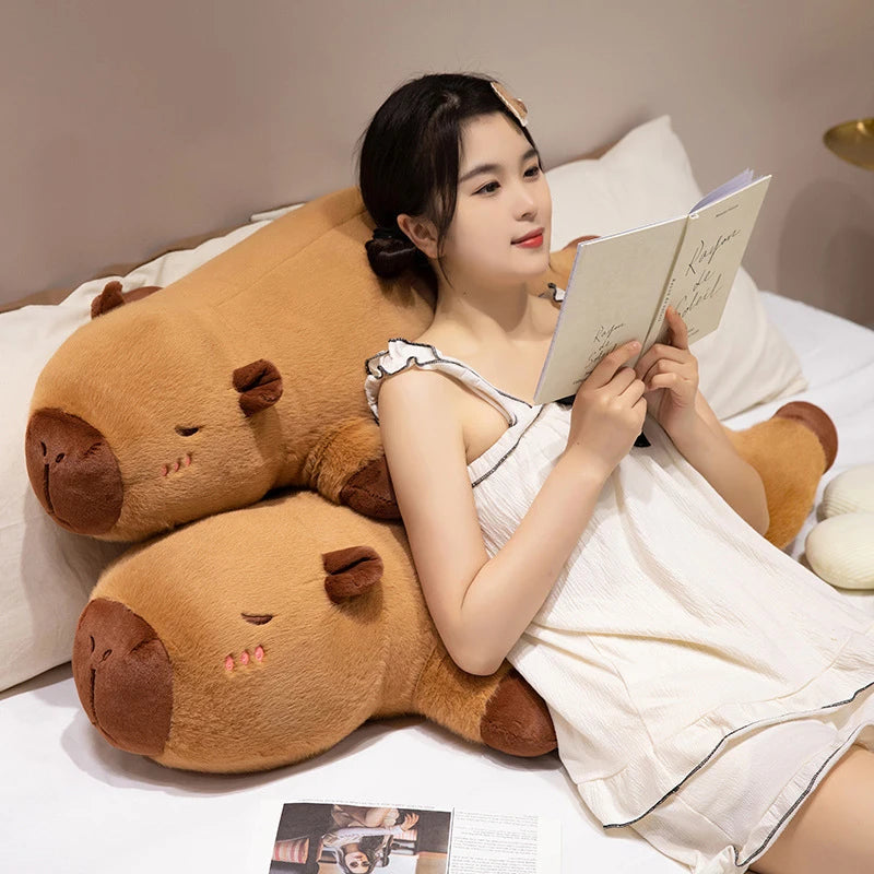Kawaii Capybara Plush Toy Stuffed Capibara Fluffy Doll Long Sleep Soft Pillow Sofa Cushion Nap Sleeping Toys for School Xmas