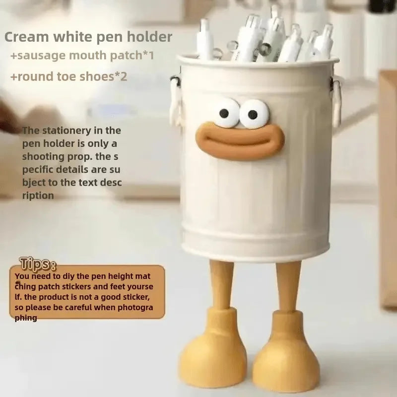 1pc Cartoon Personality Pen Holder Set, Desktop Organizer Bucket, Ideal Gift for Home and Study Stationery Storage