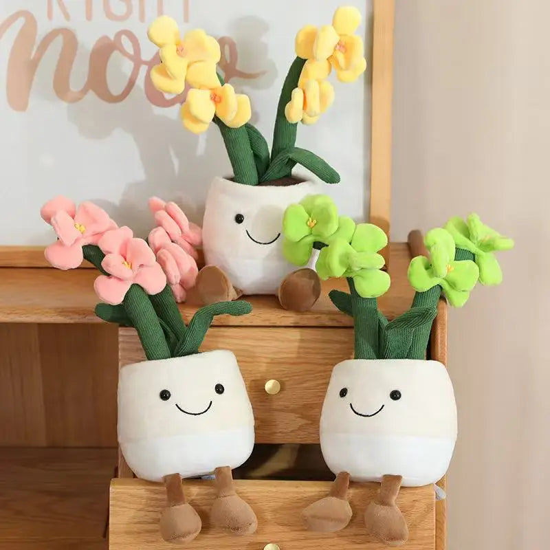 35cm Flowerpot Figurine Simulation Filled Plush Toy Figurine Cartoon Anime Cute Pillow Fun Home Decoration Office Ornament
