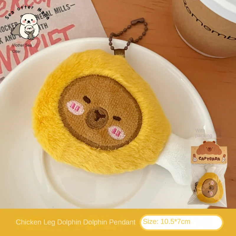 Creative Food Dolphin Pendant Girl Cartoon Doll Pendant Plush Food Toy Doll Bread Capybara Pendant