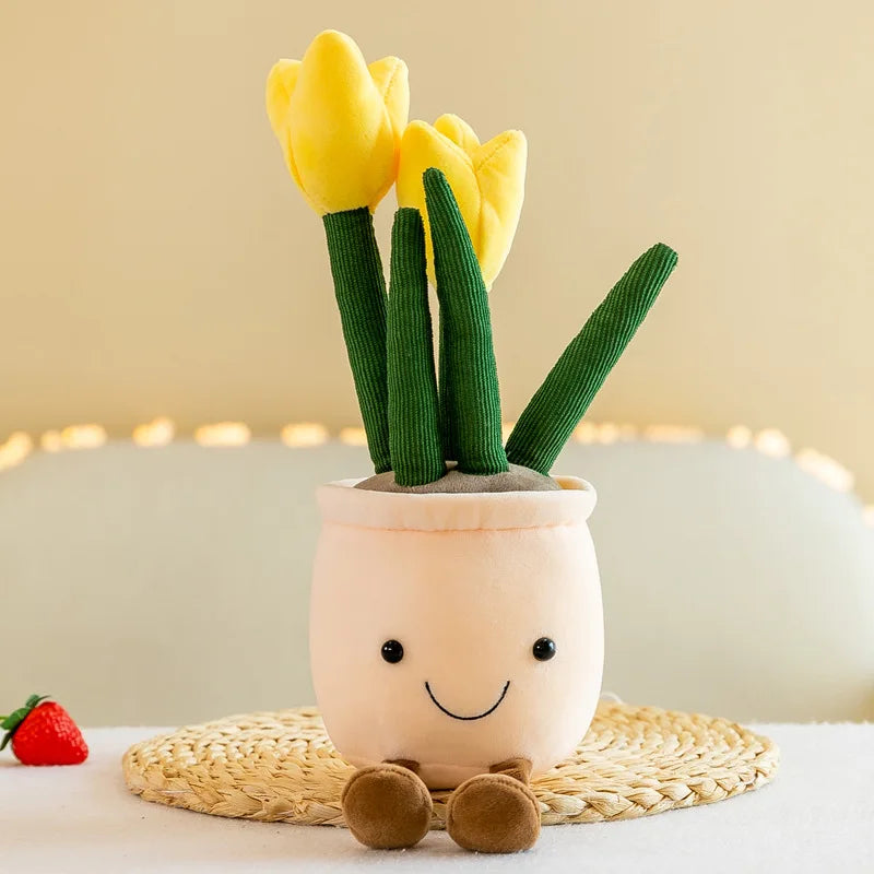 25-35cm Cartoon Plant Pot Series Plush Doll Succulent Tulip Lily Soft Toy Home Decor Cushion for Girls Living Room Bedroom Gift