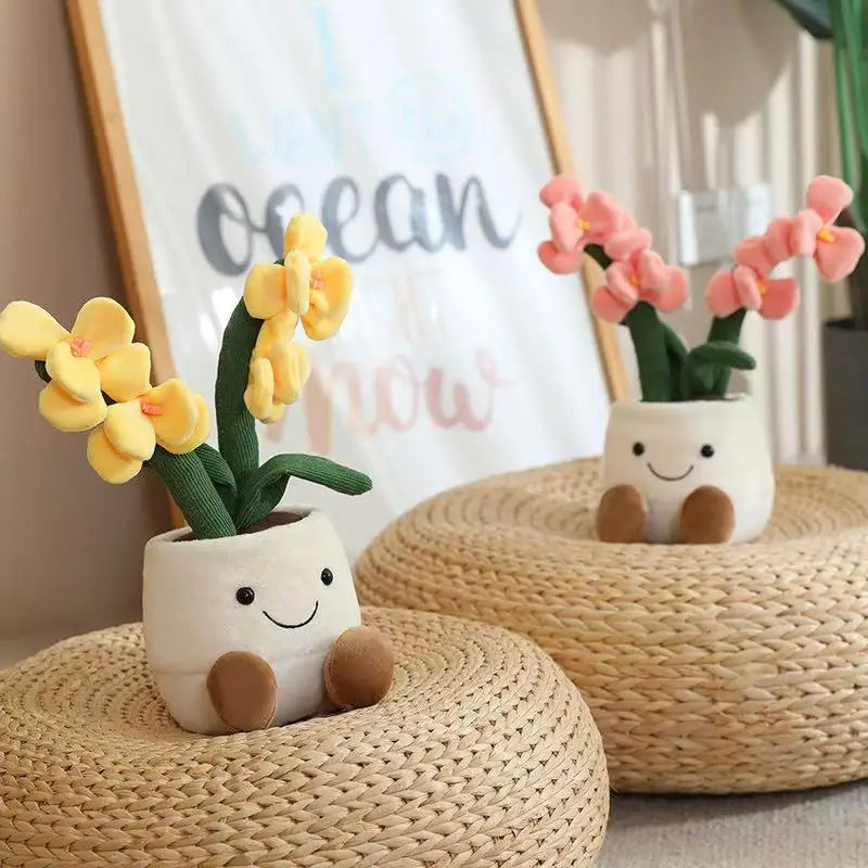 35cm Flowerpot Figurine Simulation Filled Plush Toy Figurine Cartoon Anime Cute Pillow Fun Home Decoration Office Ornament