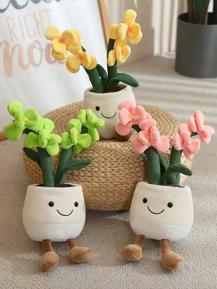 35cm Flowerpot Figurine Simulation Filled Plush Toy Figurine Cartoon Anime Cute Pillow Fun Home Decoration Office Ornament