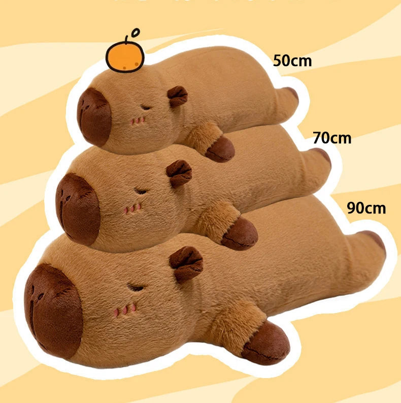 Kawaii Capybara Plush Toy Stuffed Capibara Fluffy Doll Long Sleep Soft Pillow Sofa Cushion Nap Sleeping Toys for School Xmas