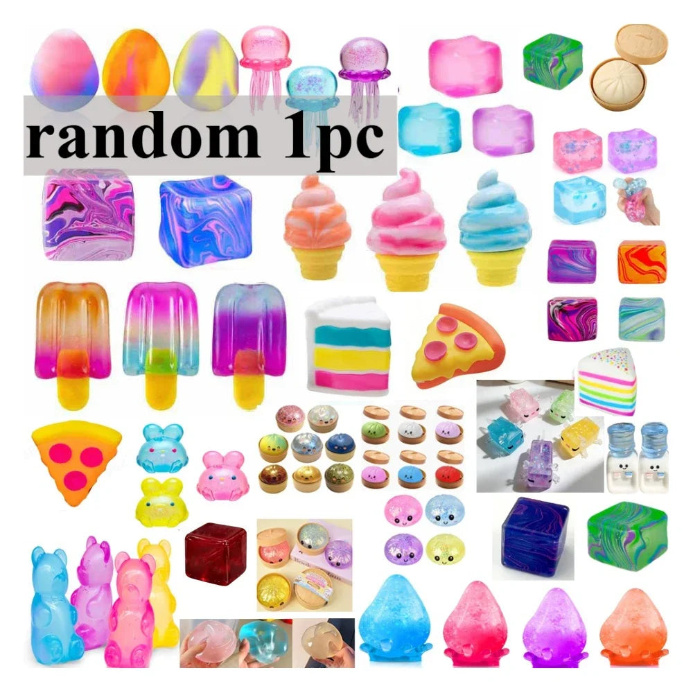 100+ Pieces Assorted Squishy Figures Blind Box Surprise Toy Slow Rising Soft Fidget Toys Featuring Moai Head Panda Rabbit Stress