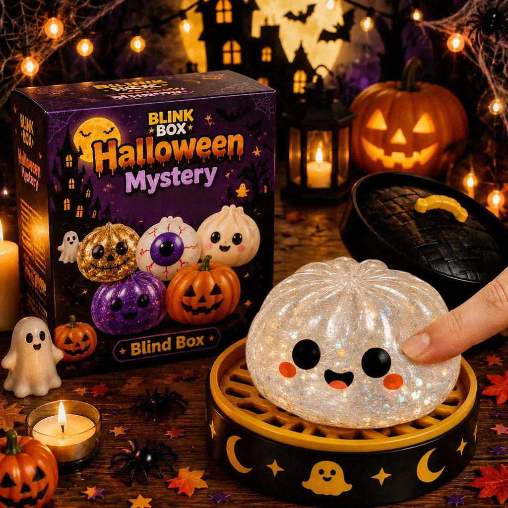 Halloween Dumpling Blind Box Stress Relief Sensory Fidget for Party Mystery Horror Dumplings with Steamer Anxiety Relief Gifts