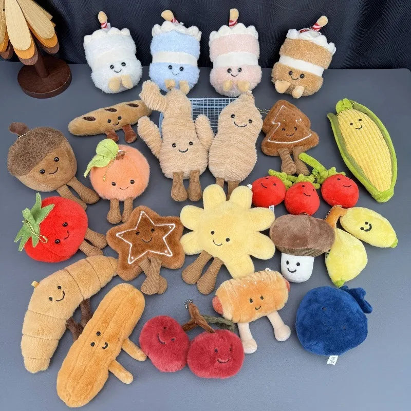 Fruit and vegetable pendant toys, soothing dolls, plush key chain pendants, finished products, ideas, package hanging dolls.