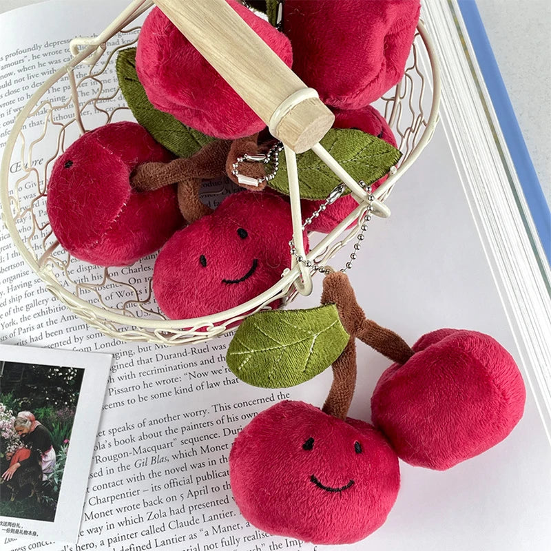 Fun And Cute Cherry Plush Keychain Couple Doll Backpack Pendant Mock Fruit Doll Decoration Gift 8cm