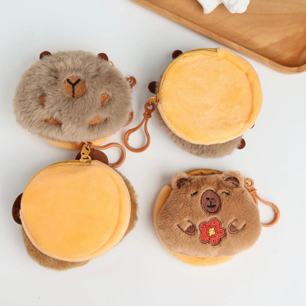 Cute Kapibara change bag capybara earphone bag pendant creative cartoon plush guinea pig storage bag