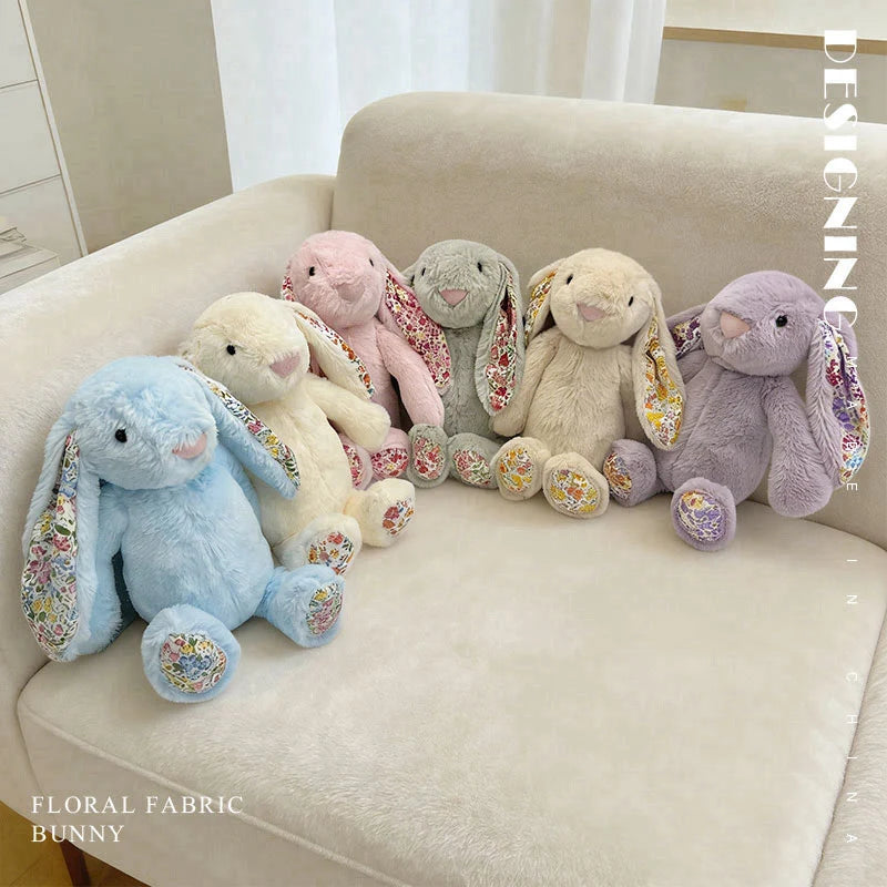 23cm Adorable Floral Bunny Plush Toy Huggable Soft Stuffed Rabbit Doll with Floral Ears Birthday Gift for Girl Plush Collectors