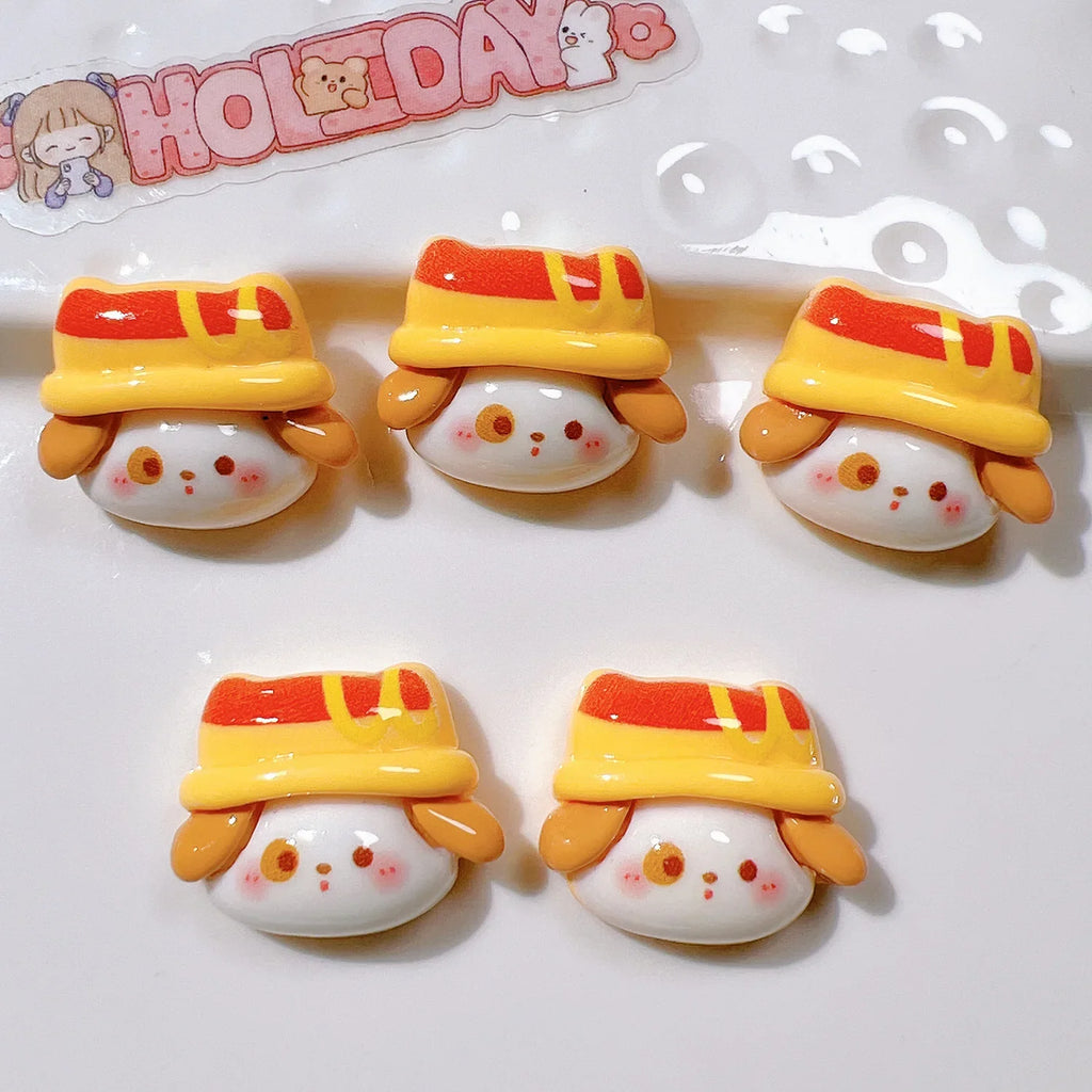 10Pcs Cartoon Pizza Rabbit  Fries Flatback Resin Cabochon Scrapbooking Phone Accessories DIY Fake Food Craft Supplies Decoration