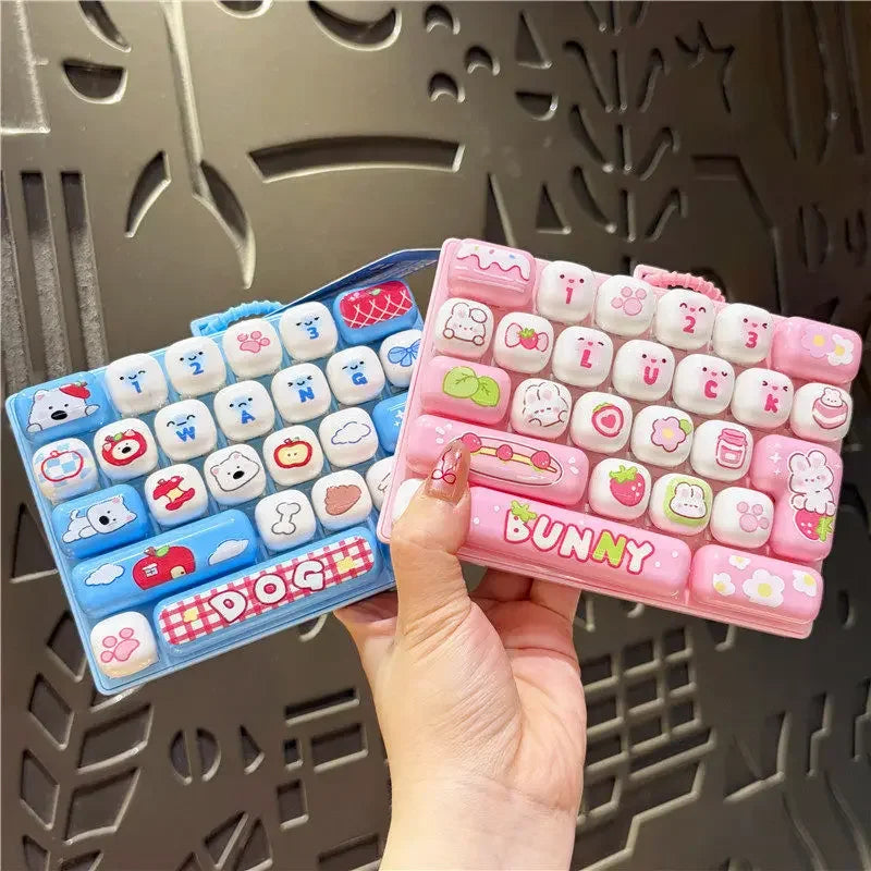 Cute 26 Grids Stress Relief Simulation Keyboard Keychain Animal Diary Desktop Decoration Student Bag Ornament Toy Creative Gift