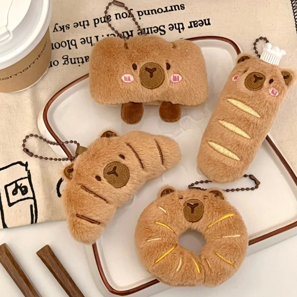 Creative Food Dolphin Pendant Girl Cartoon Doll Pendant Plush Food Toy Doll Bread Capybara Pendant
