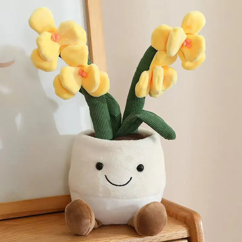 35cm Flowerpot Figurine Simulation Filled Plush Toy Figurine Cartoon Anime Cute Pillow Fun Home Decoration Office Ornament