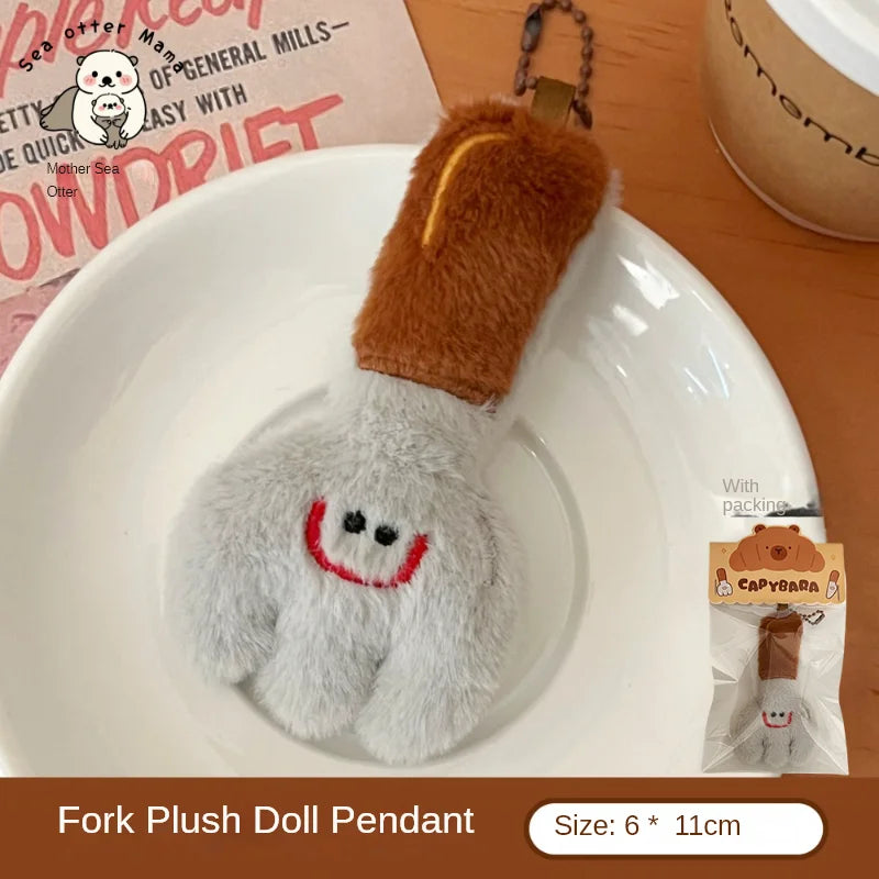 Creative Food Dolphin Pendant Girl Cartoon Doll Pendant Plush Food Toy Doll Bread Capybara Pendant