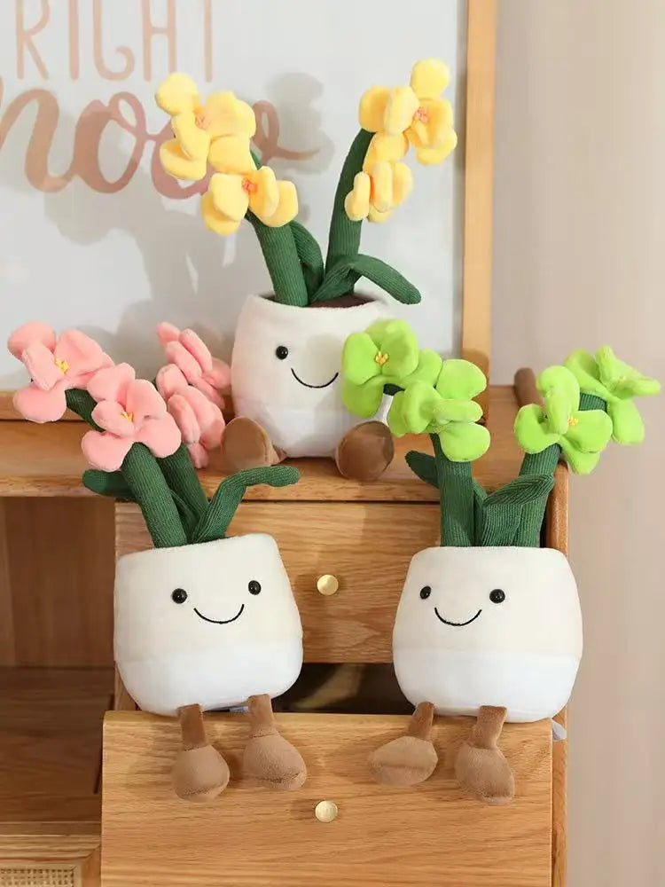 35cm Flowerpot Figurine Simulation Filled Plush Toy Figurine Cartoon Anime Cute Pillow Fun Home Decoration Office Ornament
