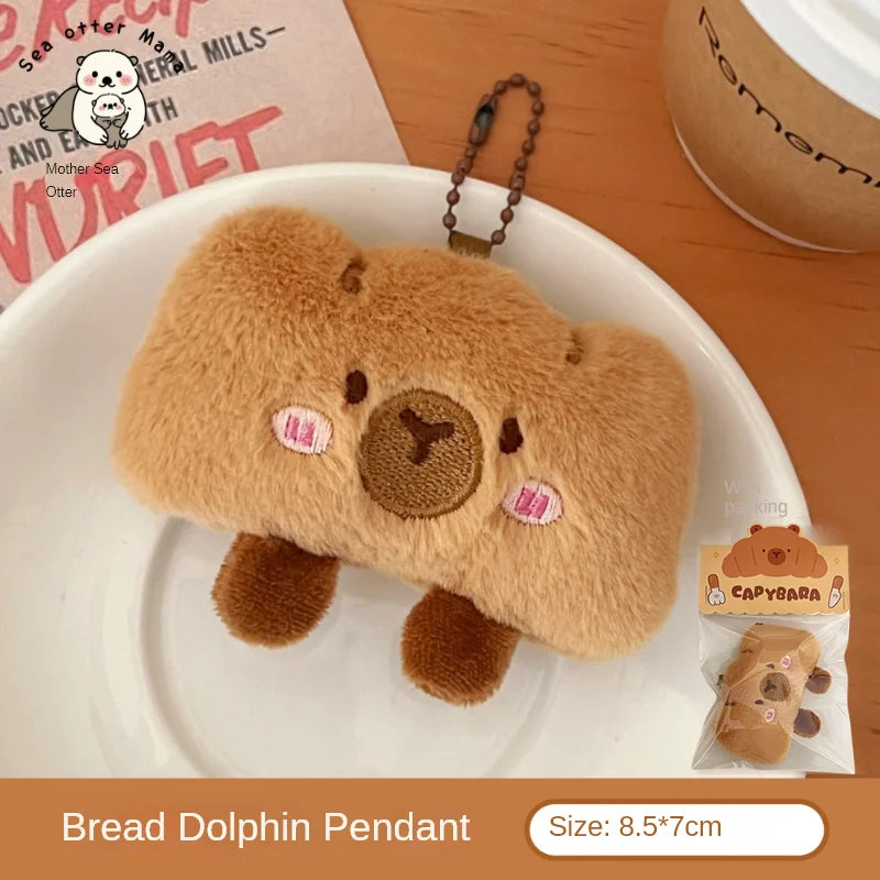 Creative Food Dolphin Pendant Girl Cartoon Doll Pendant Plush Food Toy Doll Bread Capybara Pendant