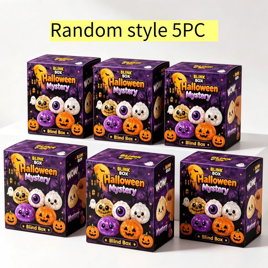 Halloween Dumpling Blind Box Stress Relief Sensory Fidget for Party Mystery Horror Dumplings with Steamer Anxiety Relief Gifts