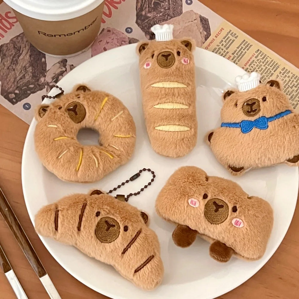 Creative Food Dolphin Pendant Girl Cartoon Doll Pendant Plush Food Toy Doll Bread Capybara Pendant