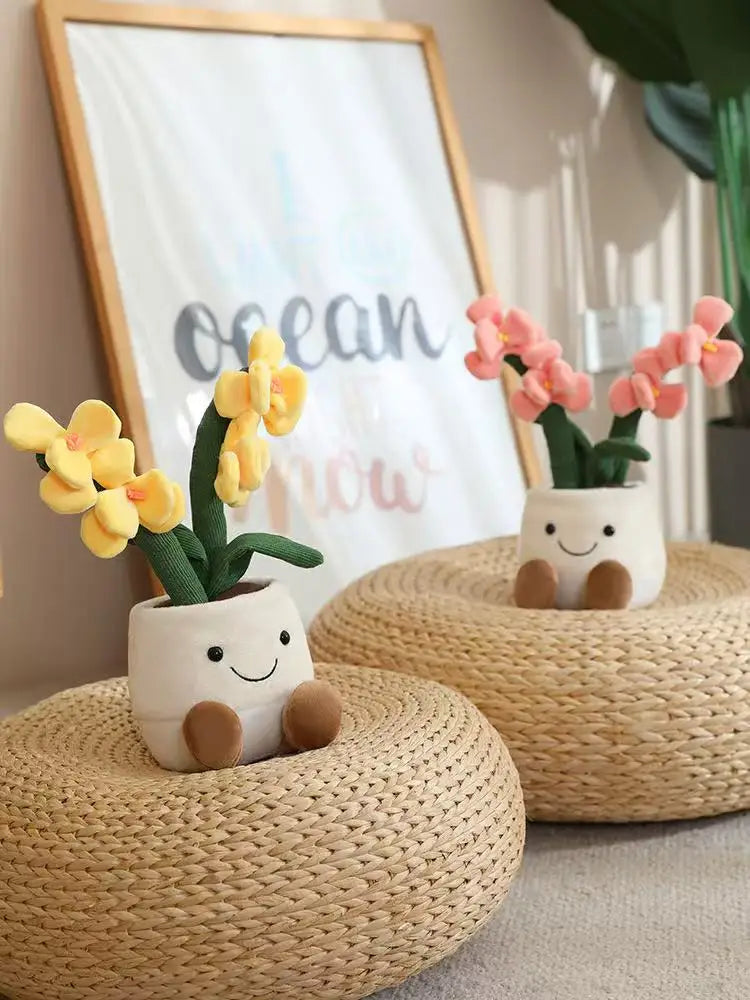 35cm Flowerpot Figurine Simulation Filled Plush Toy Figurine Cartoon Anime Cute Pillow Fun Home Decoration Office Ornament