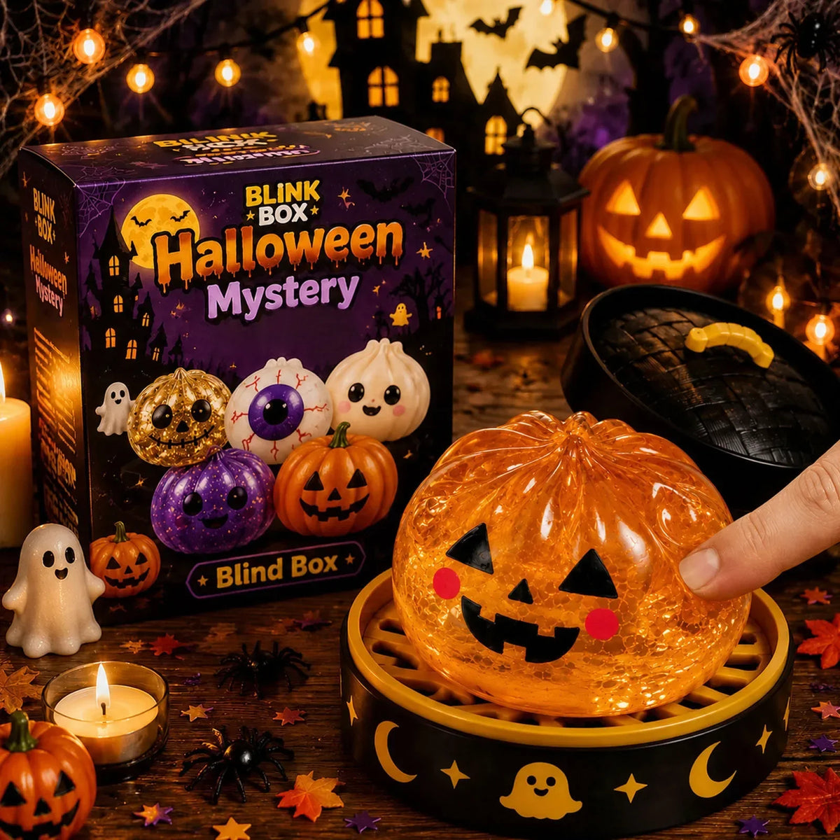 Halloween Dumpling Blind Box Stress Relief Sensory Fidget for Party Mystery Horror Dumplings with Steamer Anxiety Relief Gifts